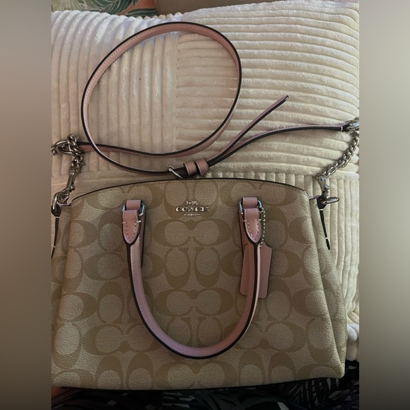 Coach mini sage carryall in signature canvas khaki/carnation new without tags - Picture 6 of 10